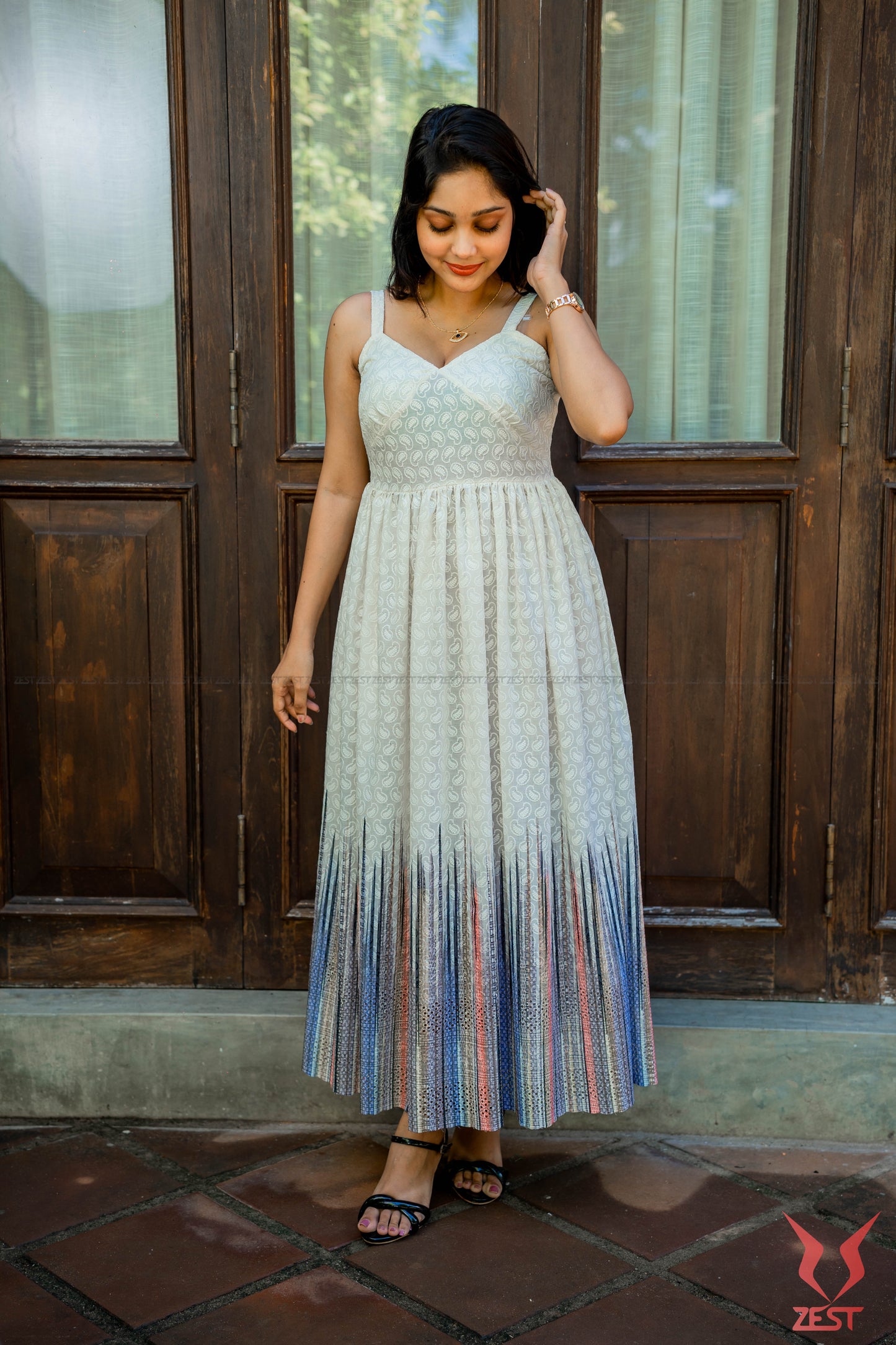 Sage Mist Pleated Maxi Dress