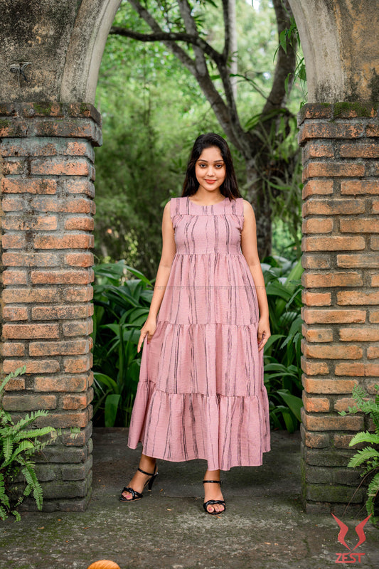 Blush Stripe Tiered Maxi Dress