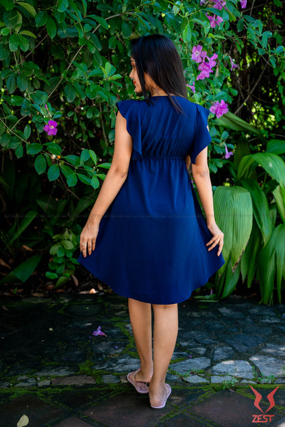 Navy Blue Button-Front Dress