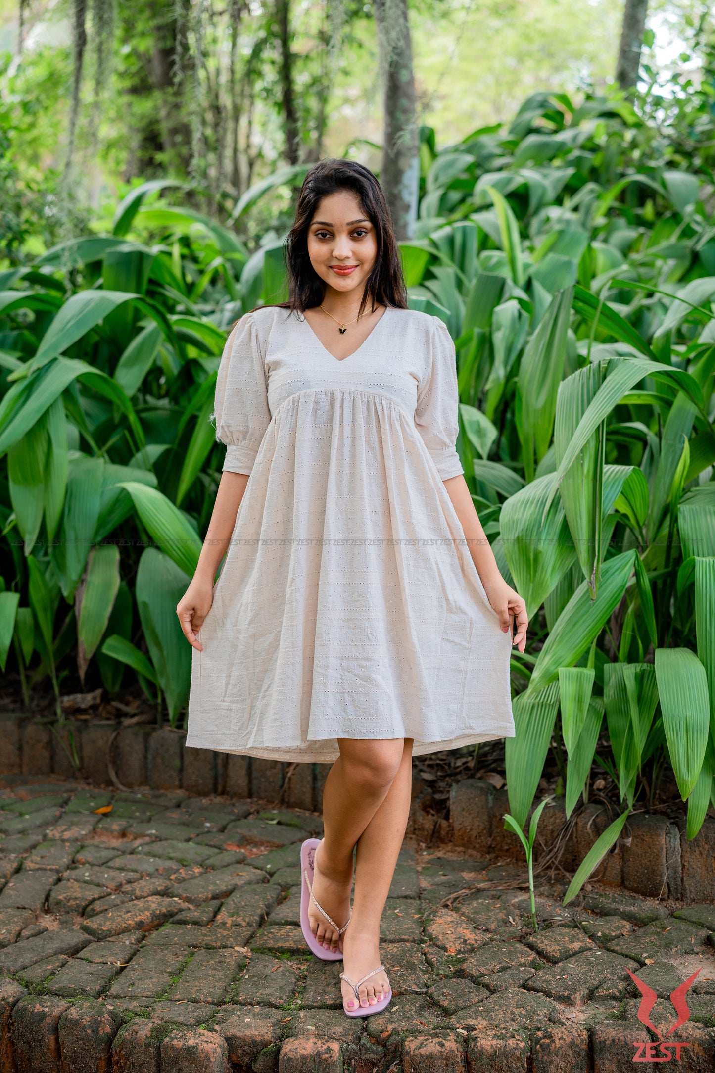 Beige Babydoll Dress