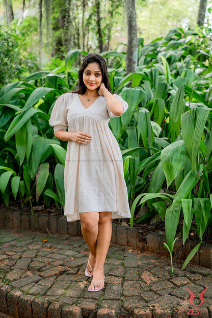 Beige Babydoll Dress