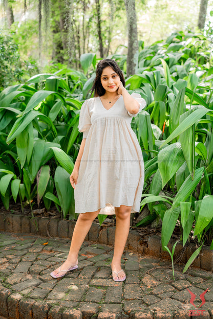 Beige Babydoll Dress