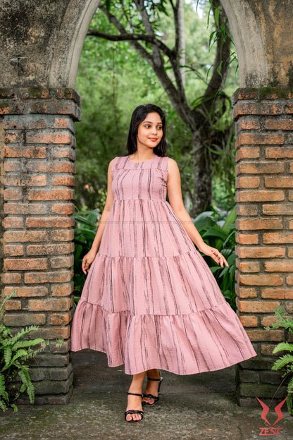 Blush Stripe Tiered Maxi Dress