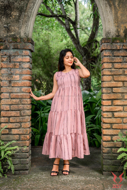 Blush Stripe Tiered Maxi Dress