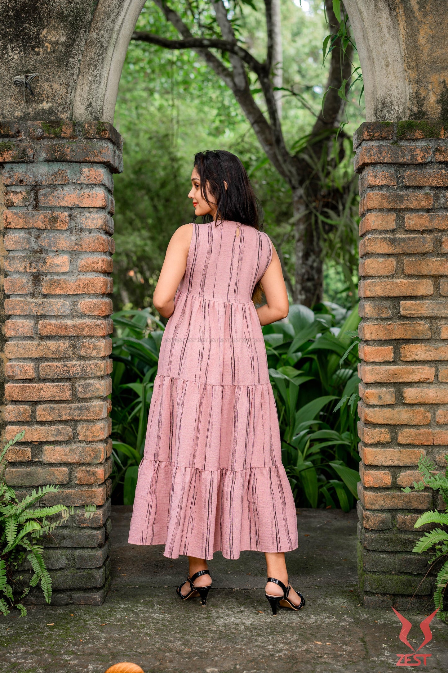 Blush Stripe Tiered Maxi Dress