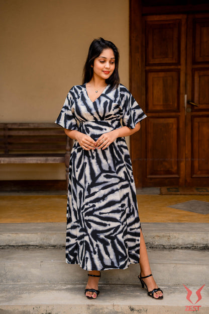 Monochrome Abstract Maxi Dress