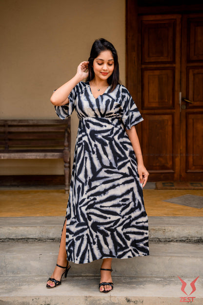 Monochrome Abstract Maxi Dress