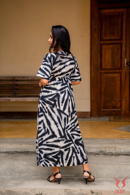 Monochrome Abstract Maxi Dress