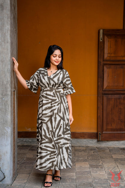 Olive Abstract Maxi Dress