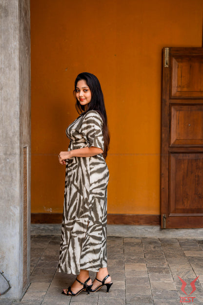 Olive Abstract Maxi Dress