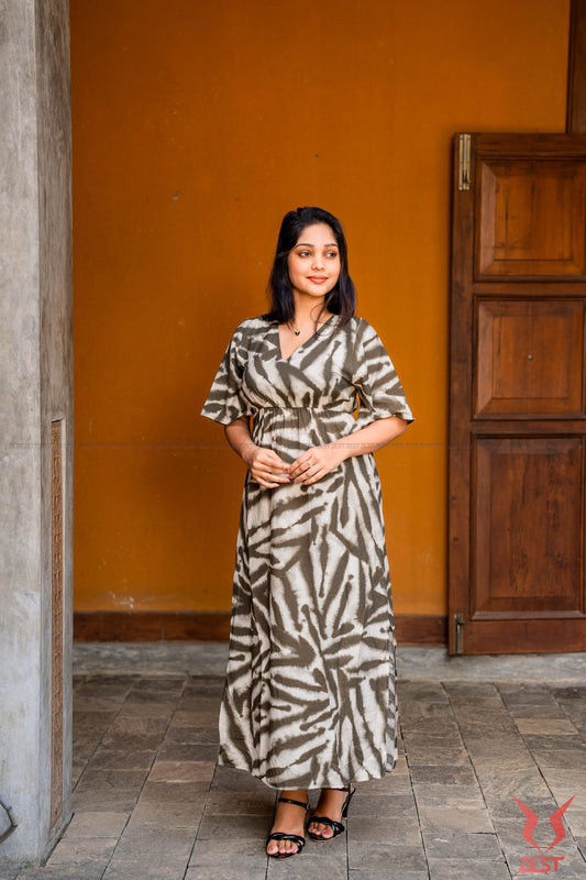 Olive Abstract Maxi Dress